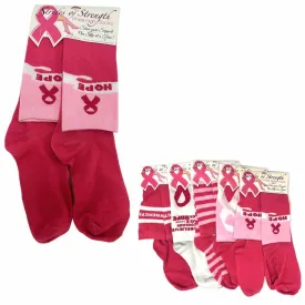 6 Pairs Womens Breast Cancer Awareness Socks Pink Ribbon Soft Sport Sock Bulk