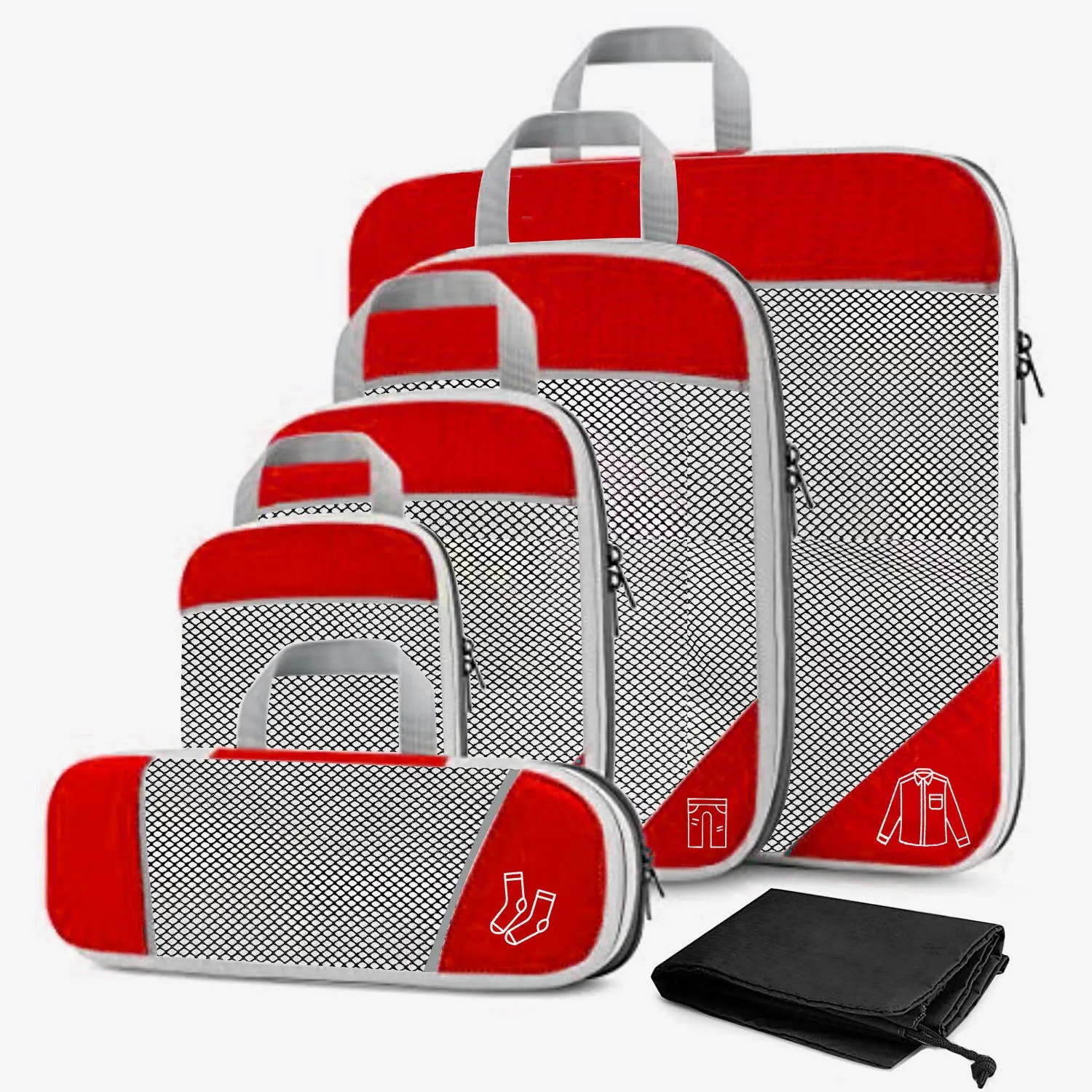 6 Set Premium Compression Travel Packing Cubes