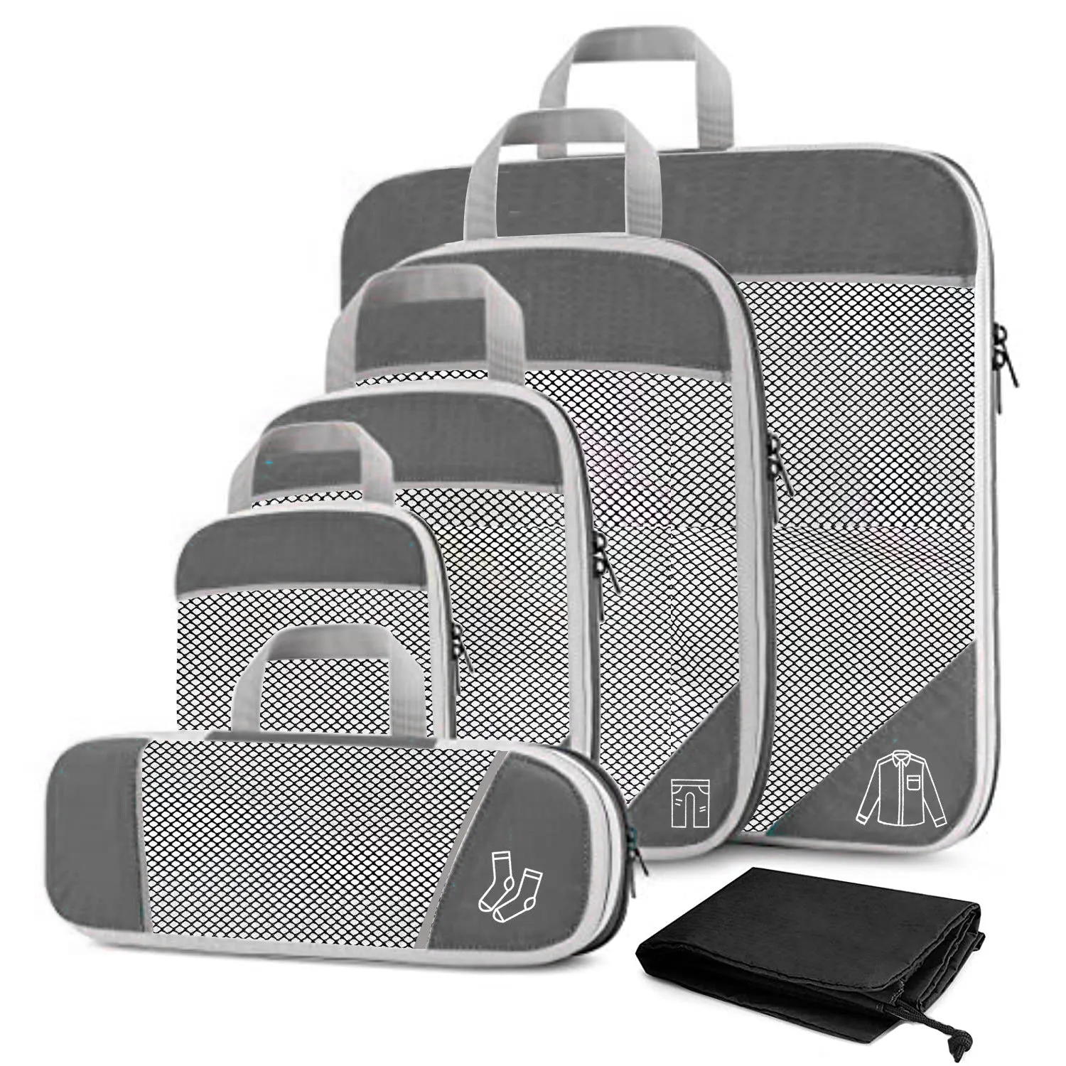 6 Set Premium Compression Travel Packing Cubes