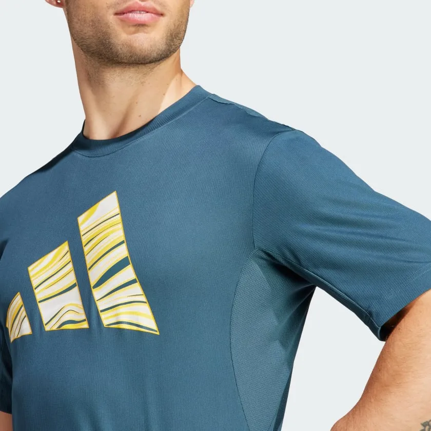 ADIDAS HIIT GRAPHIC SLOGAN TRAINING T-SHIRT - TURQUOISE