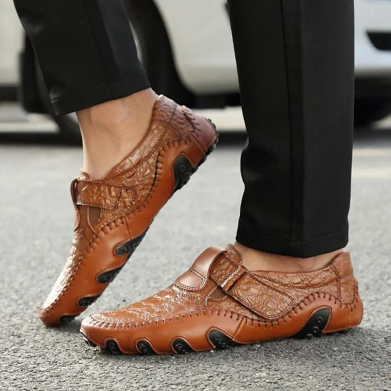 Aliders Peas Shoes Men's Leather Four Seasons Casual Shoes Octopus British Handmade Shoes