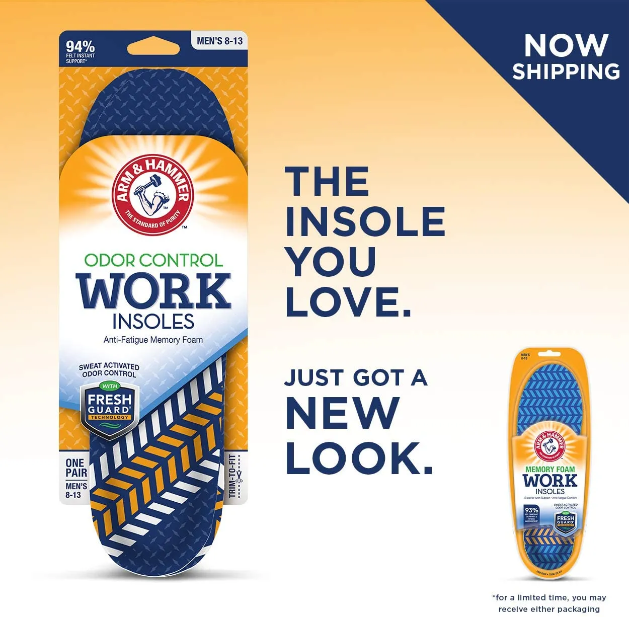 Arm & Hammer Memory Foam Cushioned Anti Fatigue Arch Support Work Insole | For Men