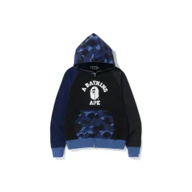 BAPE COLLEGE CUTTING RELAXED FIT ZIP HOODIE CAMO NAVY