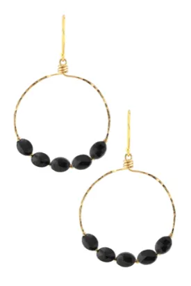 Black Spinel Large Gold Hoops
