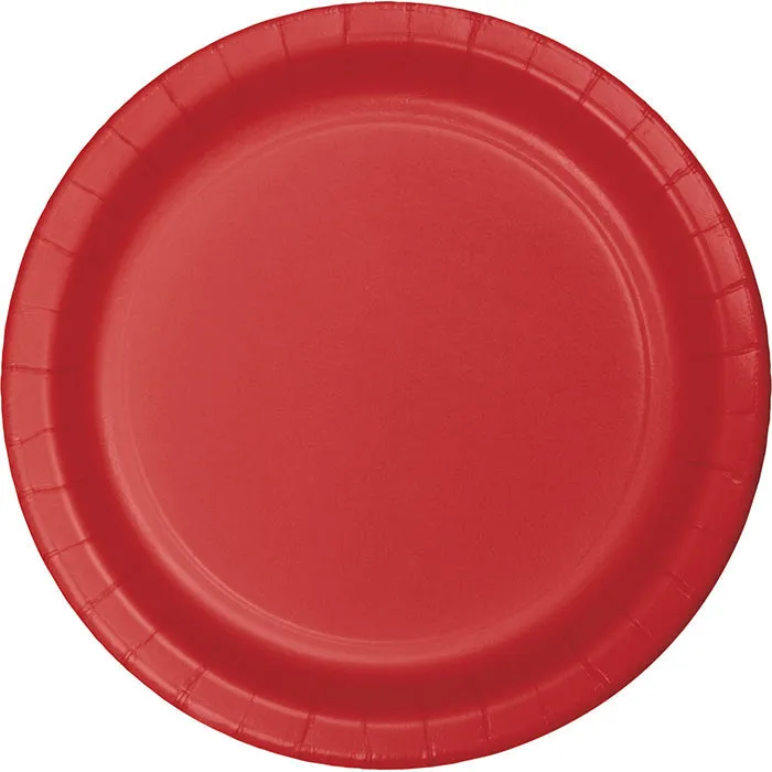 Bulk Classic Red Value Friendly Paper Dessert Plates (96 per Case)