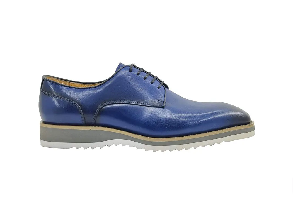 Carrucci Blue Men's Lace-Up Casual Shoes Genuine Leather