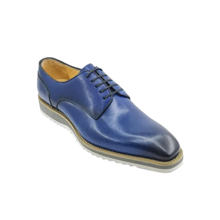 Carrucci Blue Men's Lace-Up Casual Shoes Genuine Leather