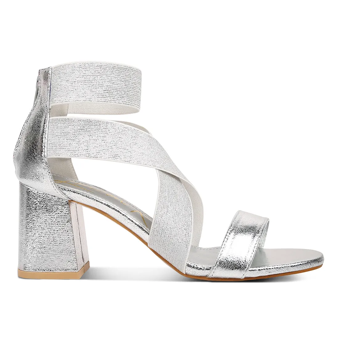Elasticated Strappy Block Heel Sandals