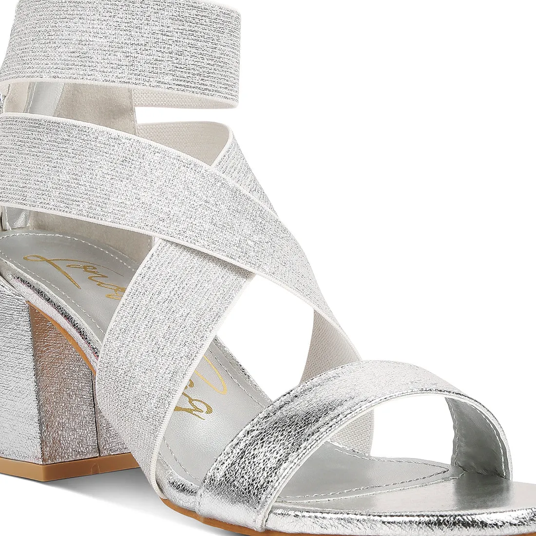 Elasticated Strappy Block Heel Sandals