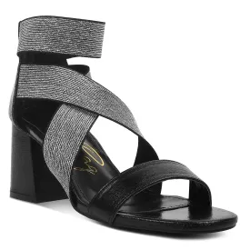 Elasticated Strappy Block Heel Sandals