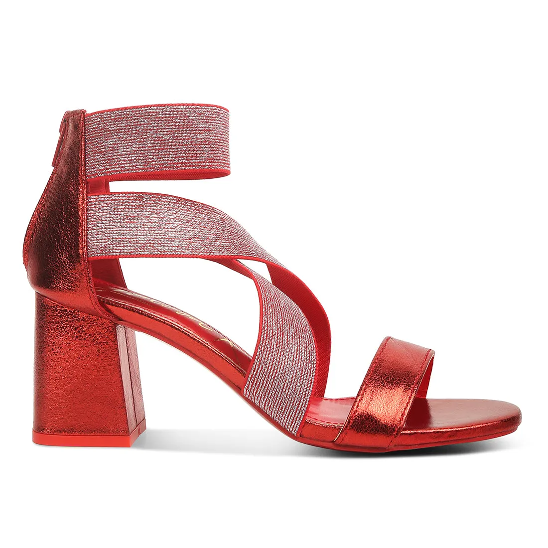 Elasticated Strappy Block Heel Sandals