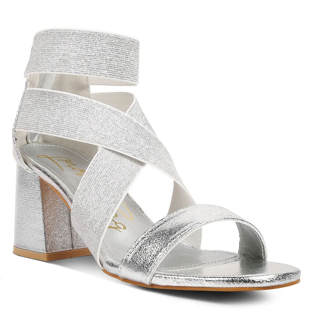 Elasticated Strappy Block Heel Sandals