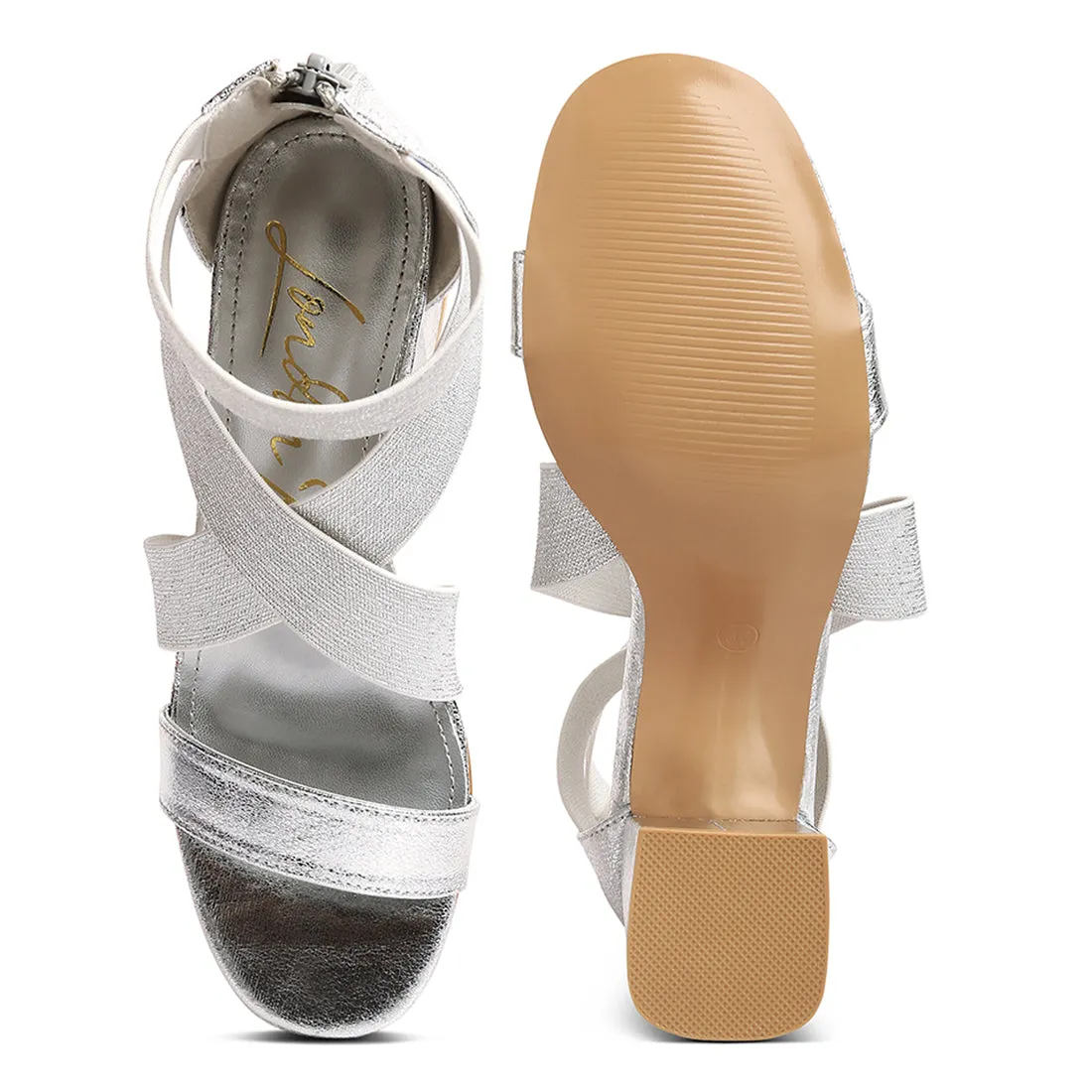 Elasticated Strappy Block Heel Sandals