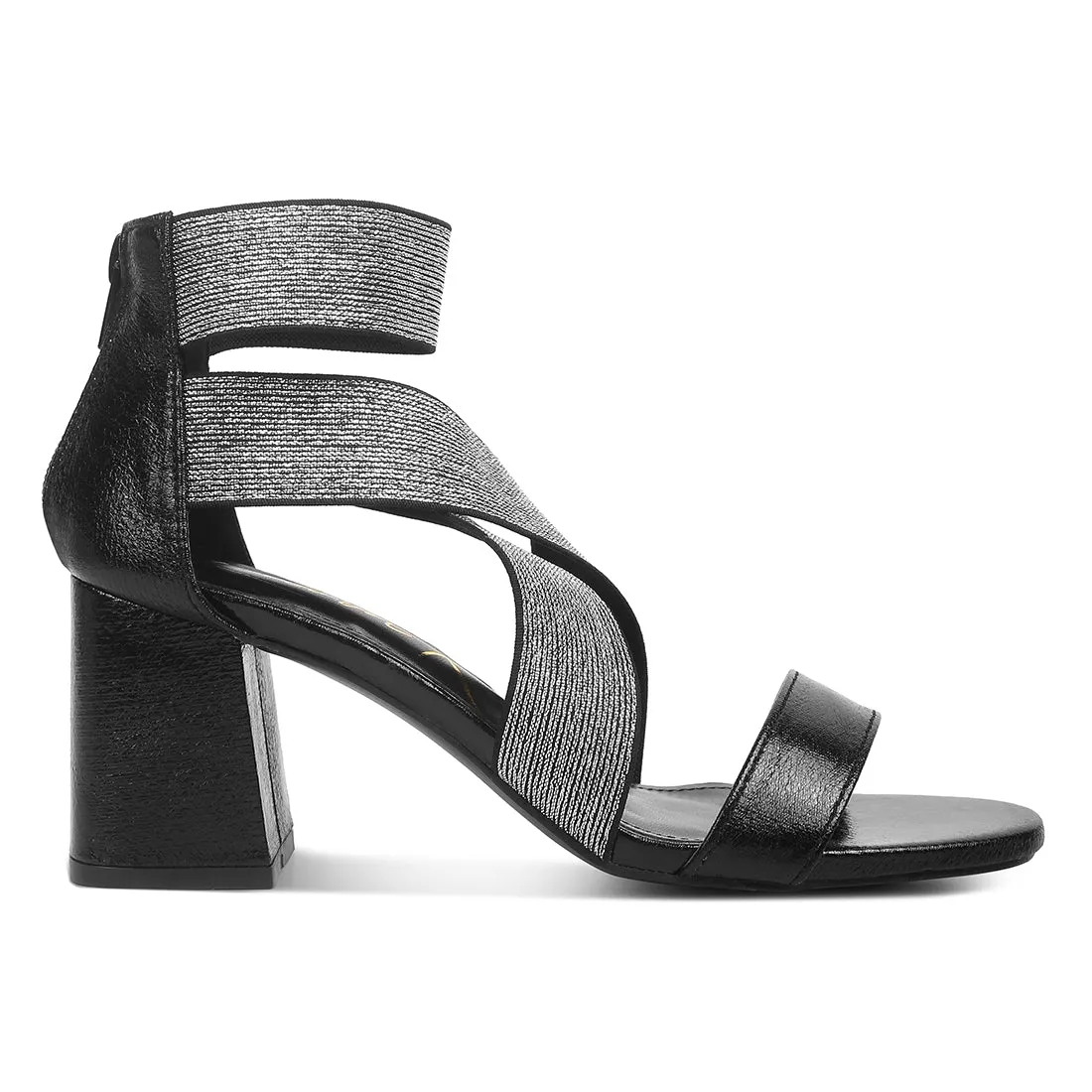 Elasticated Strappy Block Heel Sandals