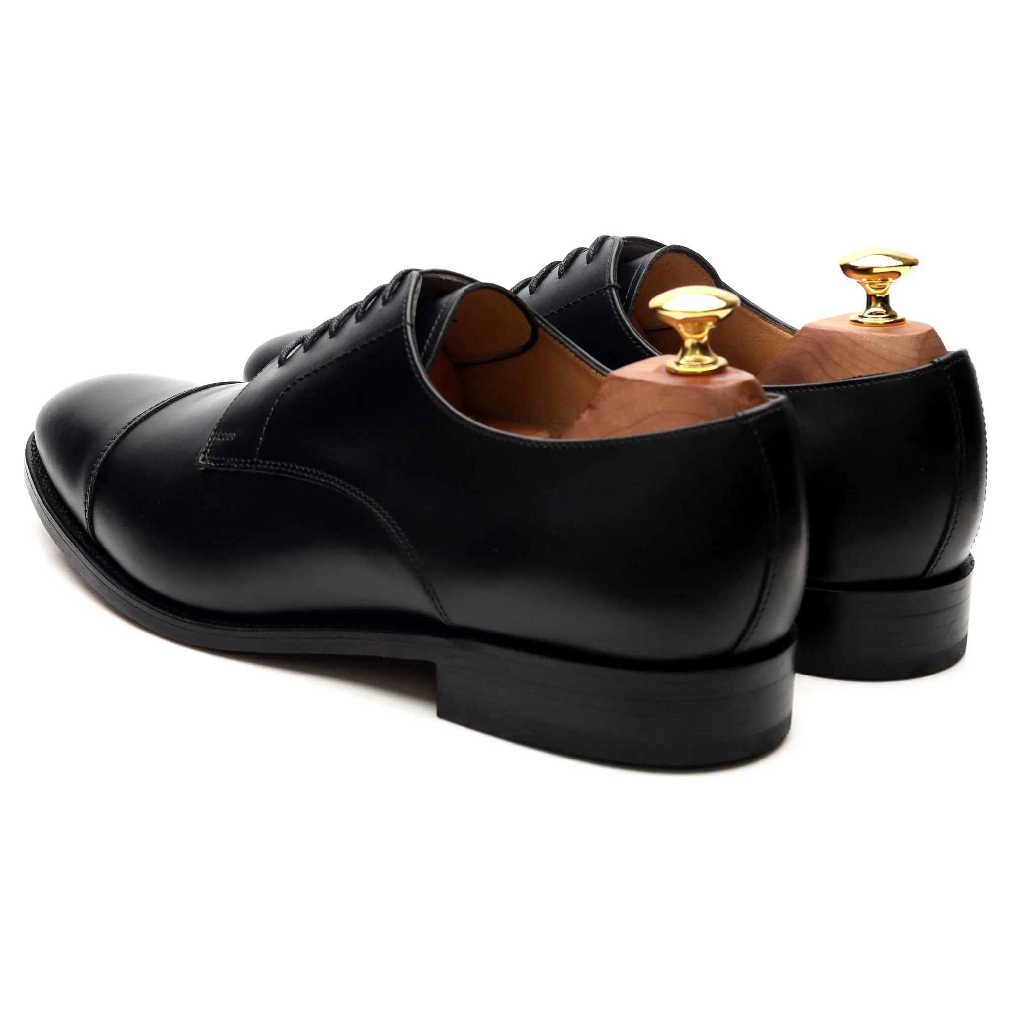 'Epping' Black Leather Cap Toe Derby UK 9 G