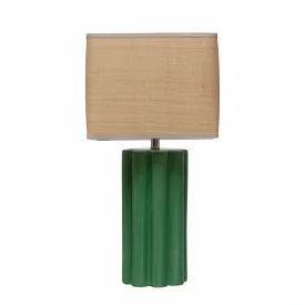 Fluted Table Lamp with Raffia Shade