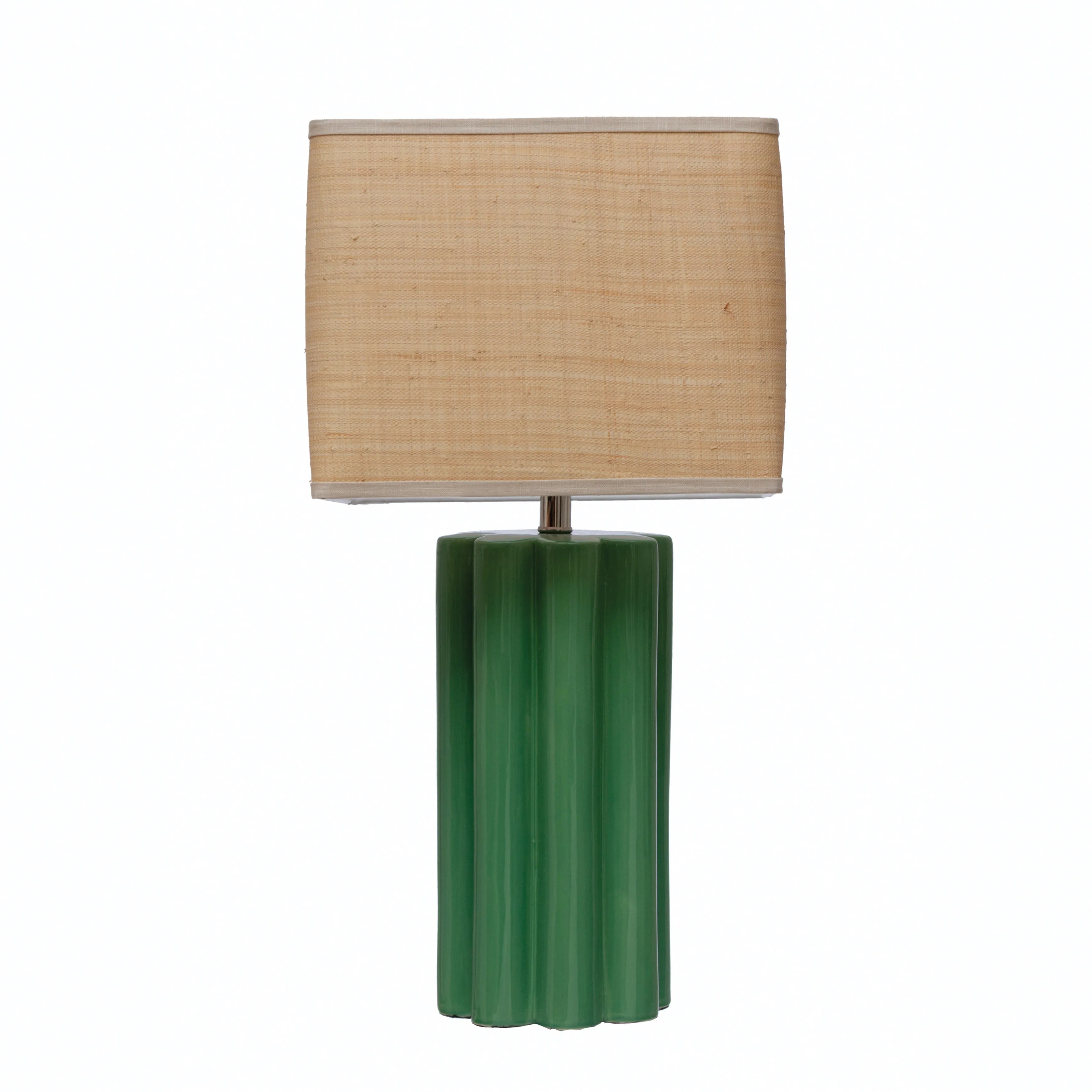 Fluted Table Lamp with Raffia Shade