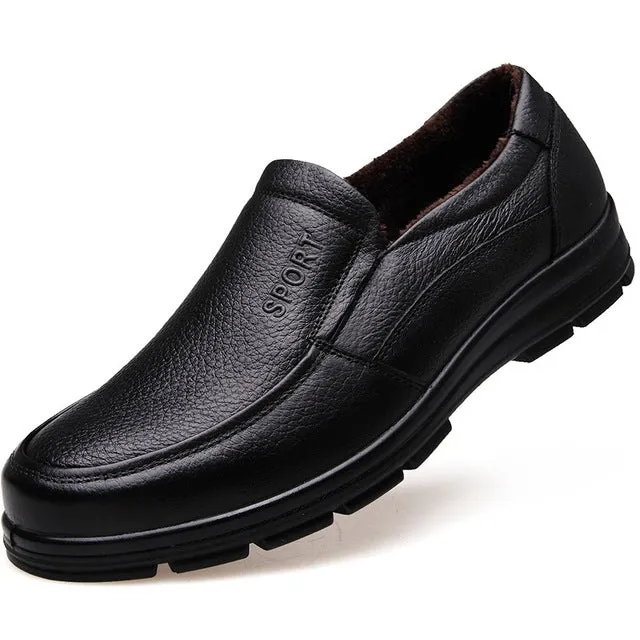 Genuine Leather Shoes Plush Mens Casual Shoes
