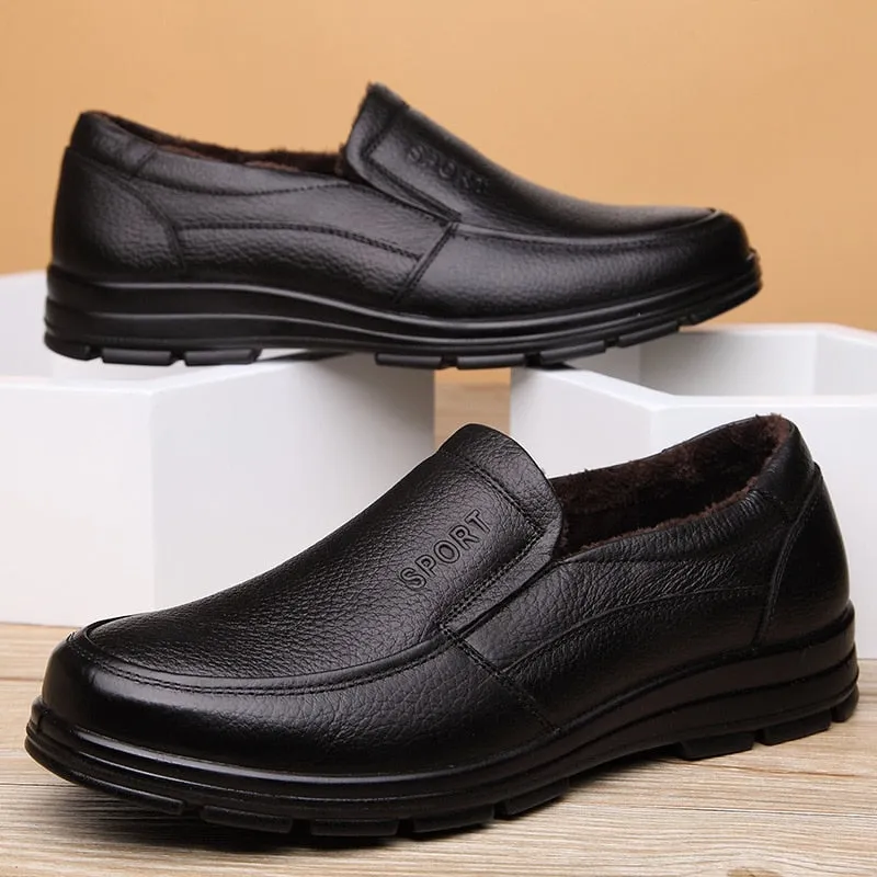 Genuine Leather Shoes Plush Mens Casual Shoes