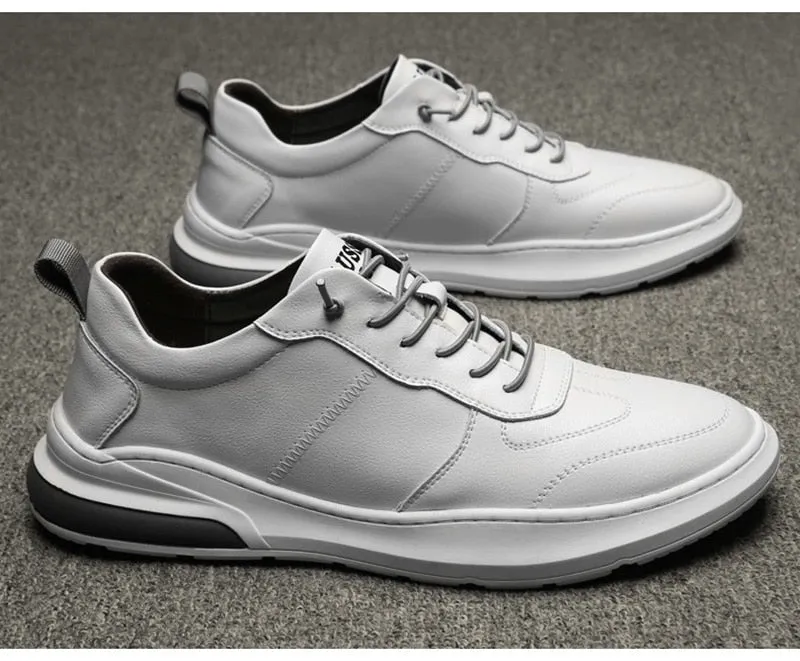 Hnzxzm Ins Genuine Leather Shoes Men Sneakers Fashion Men White Shoes Cow Leather Sneakers Cool Young Man Brand Footwear N020