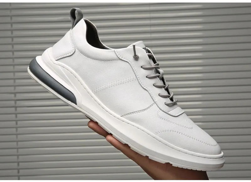 Hnzxzm Ins Genuine Leather Shoes Men Sneakers Fashion Men White Shoes Cow Leather Sneakers Cool Young Man Brand Footwear N020