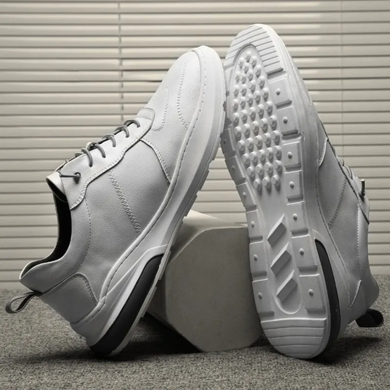 Hnzxzm Ins Genuine Leather Shoes Men Sneakers Fashion Men White Shoes Cow Leather Sneakers Cool Young Man Brand Footwear N020