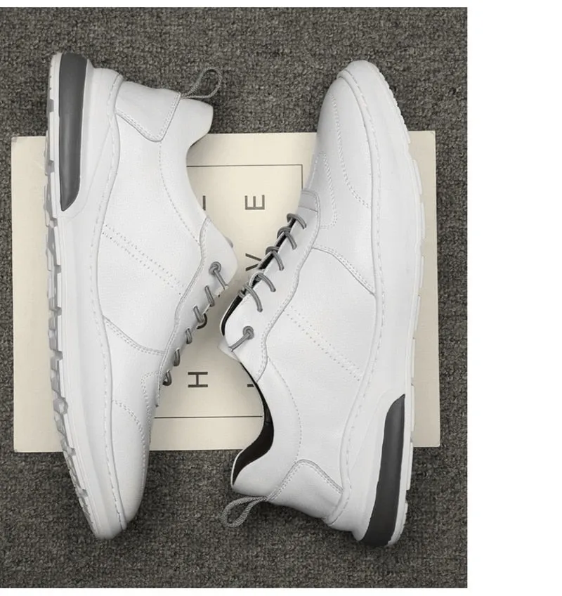 Hnzxzm Ins Genuine Leather Shoes Men Sneakers Fashion Men White Shoes Cow Leather Sneakers Cool Young Man Brand Footwear N020