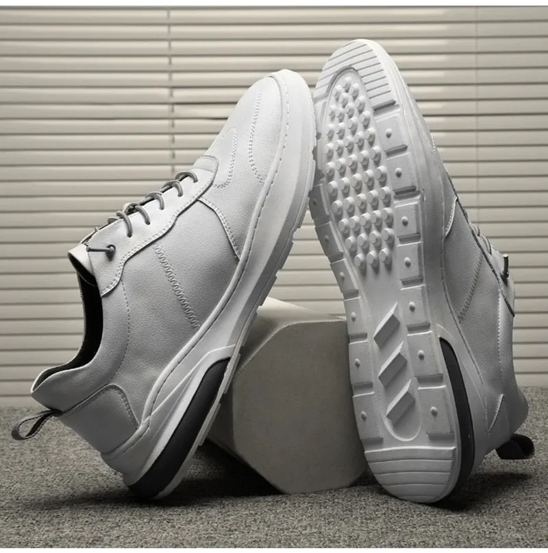 Hnzxzm Ins Genuine Leather Shoes Men Sneakers Fashion Men White Shoes Cow Leather Sneakers Cool Young Man Brand Footwear N020