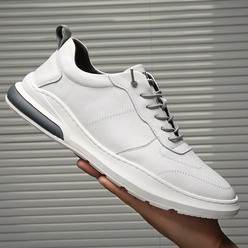 Hnzxzm Ins Genuine Leather Shoes Men Sneakers Fashion Men White Shoes Cow Leather Sneakers Cool Young Man Brand Footwear N020