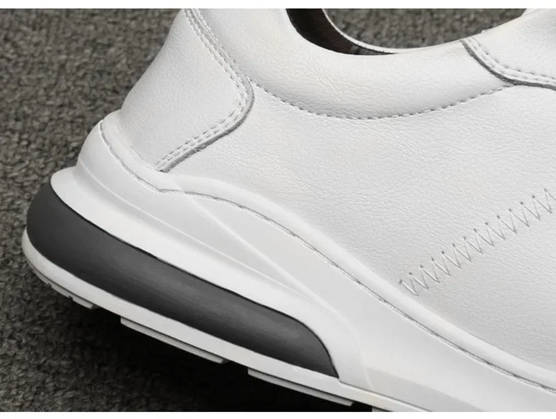 Hnzxzm Ins Genuine Leather Shoes Men Sneakers Fashion Men White Shoes Cow Leather Sneakers Cool Young Man Brand Footwear N020