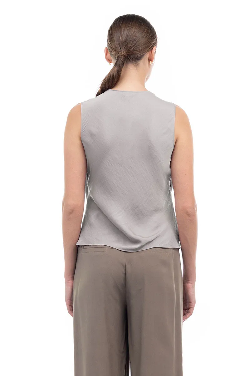 Jillian Drape Neck Satin Tank