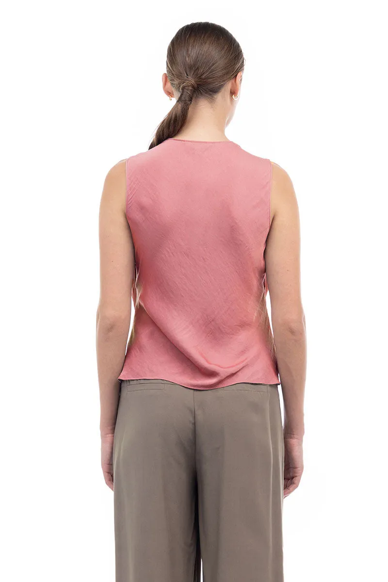 Jillian Drape Neck Satin Tank