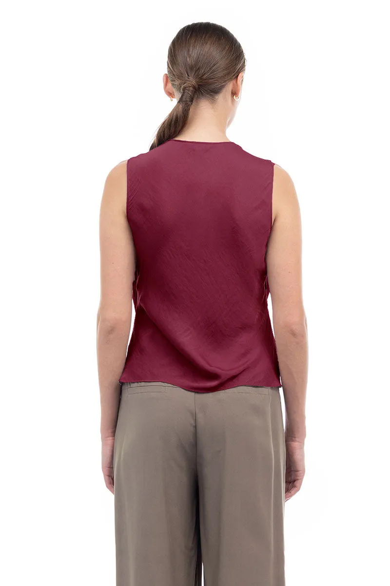 Jillian Drape Neck Satin Tank
