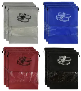 Kuber Industries 12 Piece Non Woven Travel Shoe Organizer Space Saving Fabric Storage Bags Organizer (Grey & Royal Blue & Black & Maroon)-KUBMART988