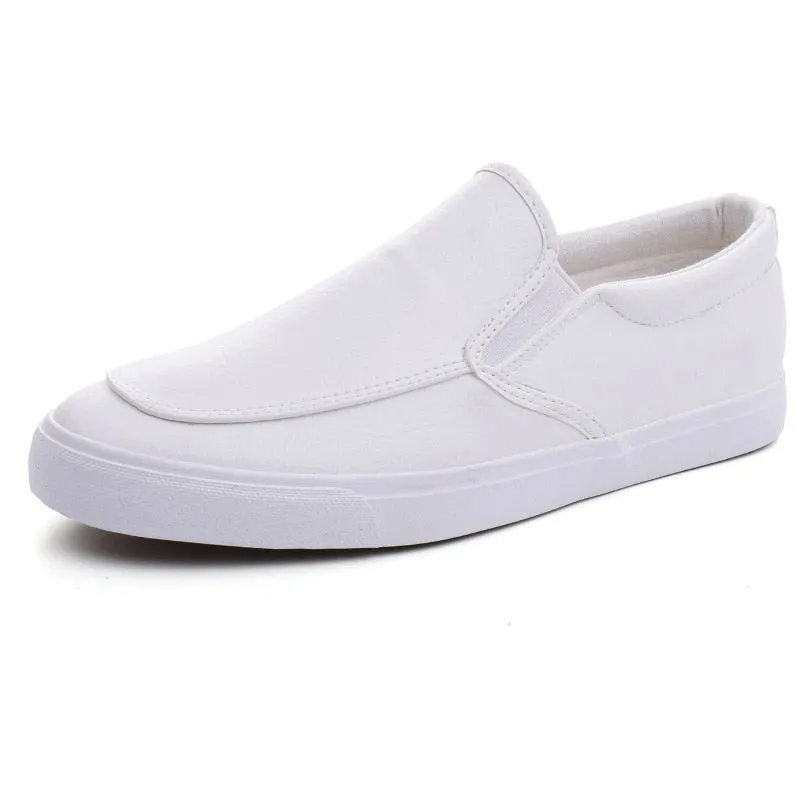 Men Loafers Soft Leather Men Shoes Slip-on Flat Fashion Loafers Casual Male Black White Shoes A1187