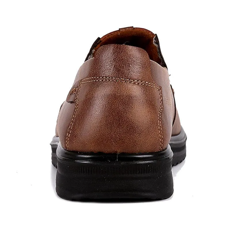 Men's Retro Color Leather Large Size Soft Sole Casual Shoes
