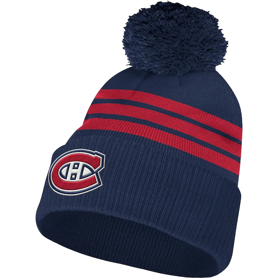 Montreal Canadiens Adidas 3 Stripe Locker Room Cuffed Knit Pom Toque