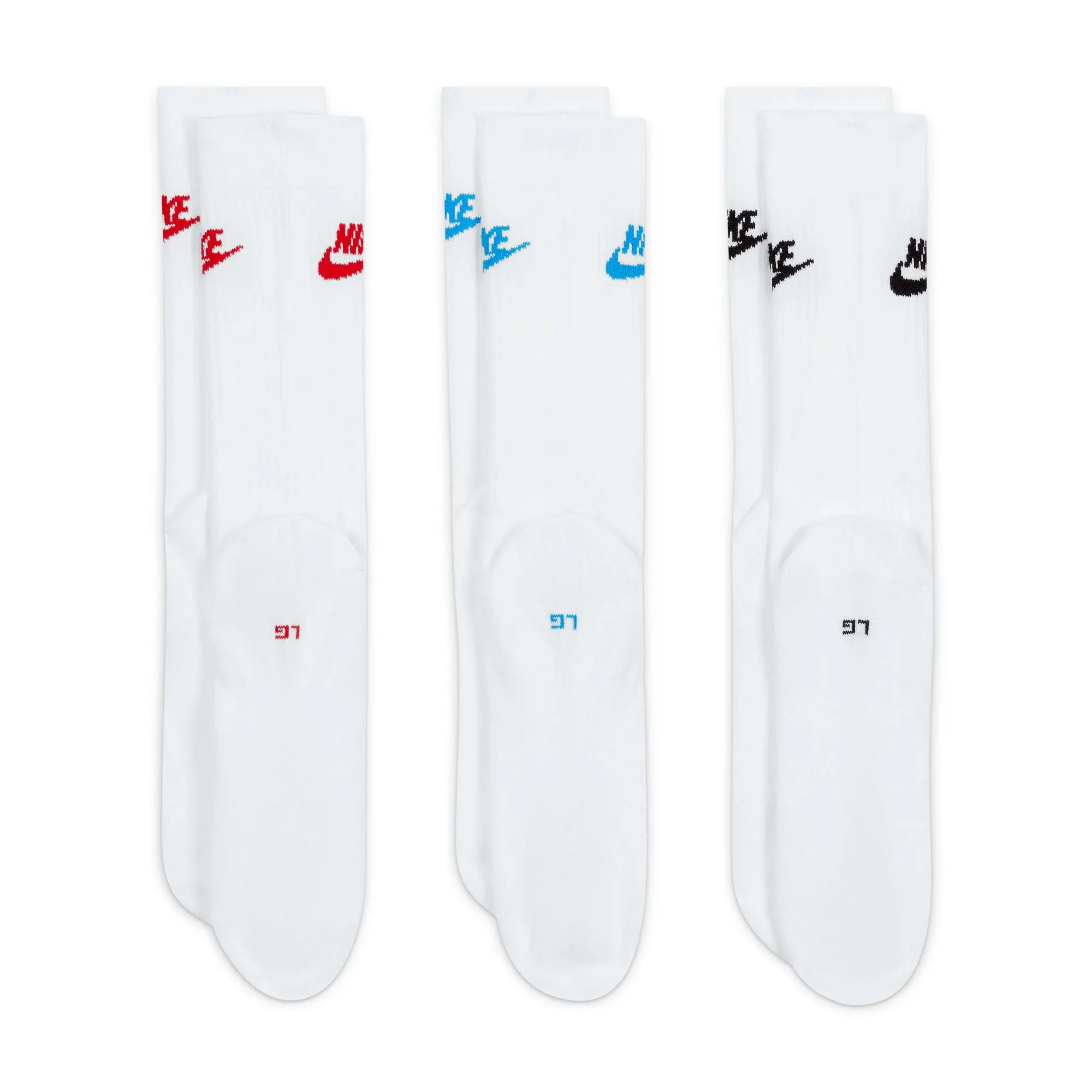 Nike Everyday Essential Crew 3 Pack Socks - White/Red/Blue/Black