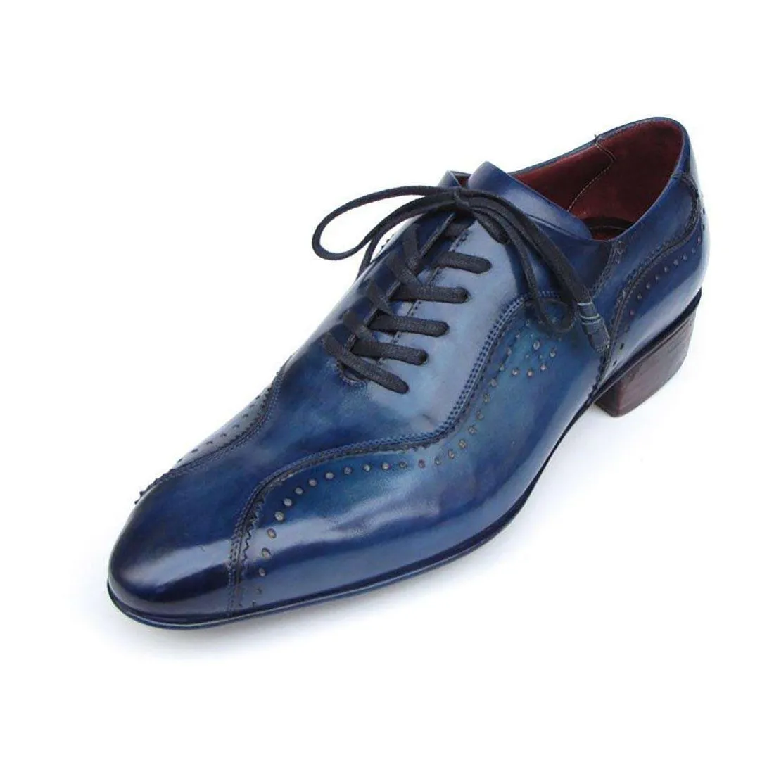 Paul Parkman Handmade Designer Shoes Men's Handmade Designer Shoes Casual Hand-Painted Blue / Purple Oxfords (PM4006)