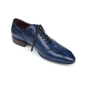 Paul Parkman Handmade Designer Shoes Men's Handmade Designer Shoes Casual Hand-Painted Blue / Purple Oxfords (PM4006)