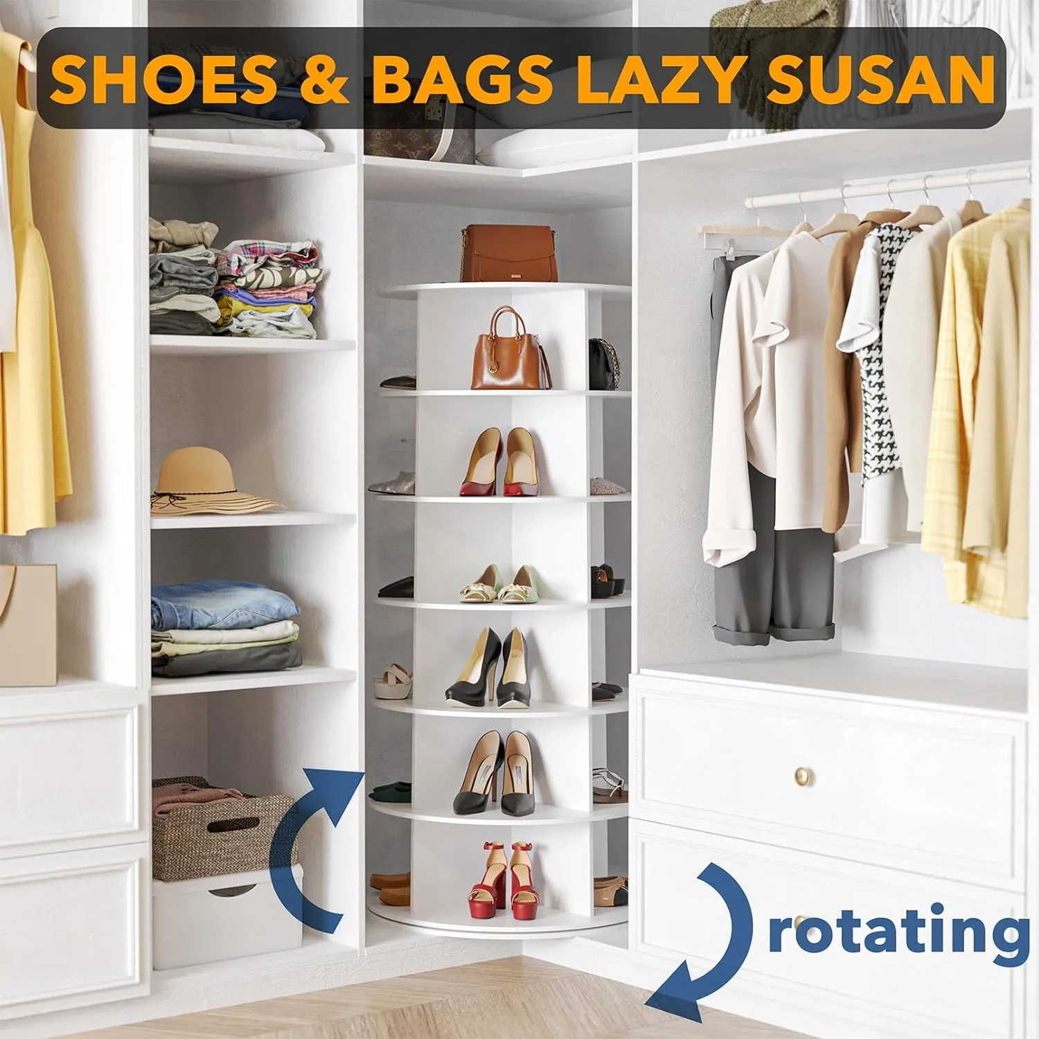 SpaceAid Revolving Shoe Rack Closet 6-Tier White