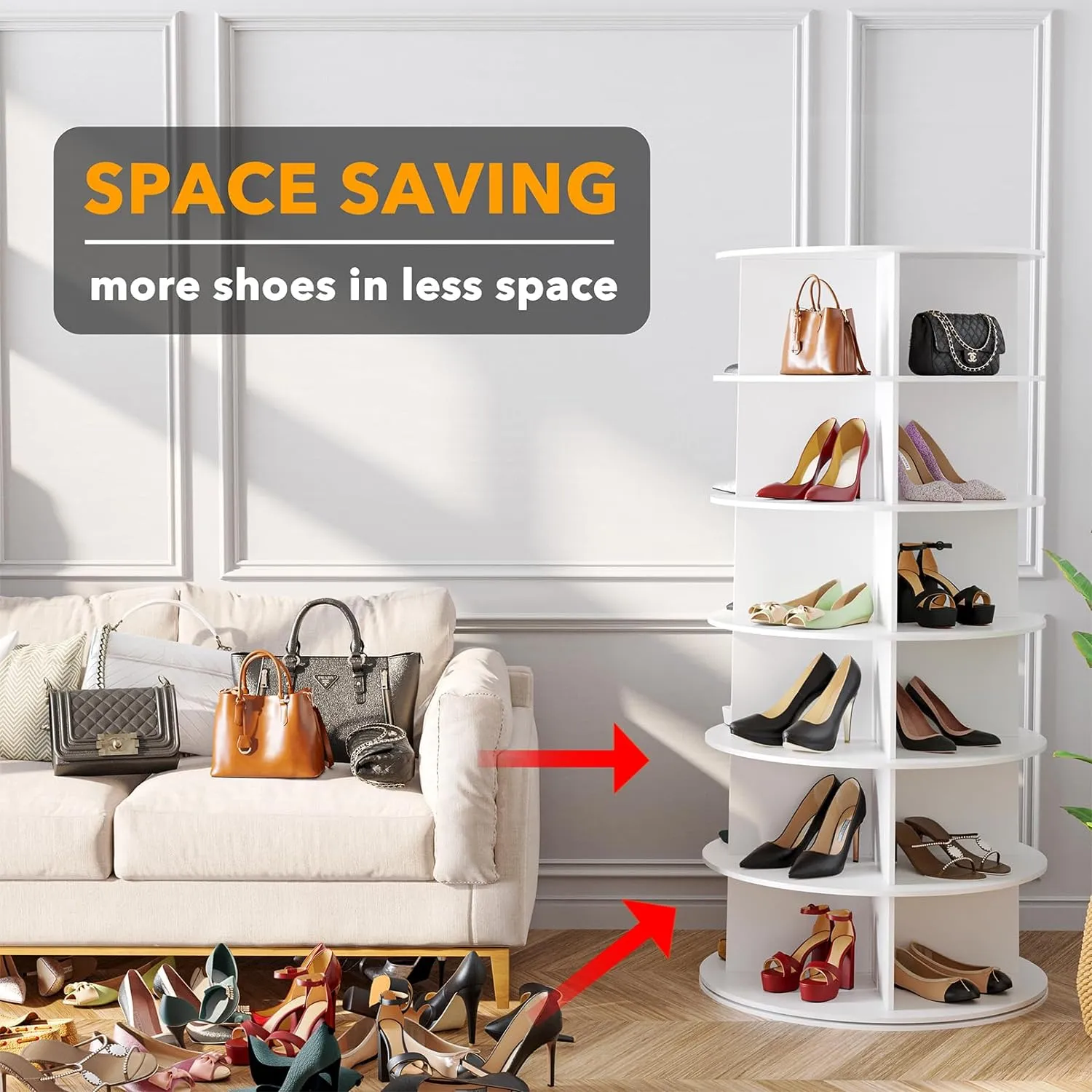 SpaceAid Revolving Shoe Rack Closet 6-Tier White