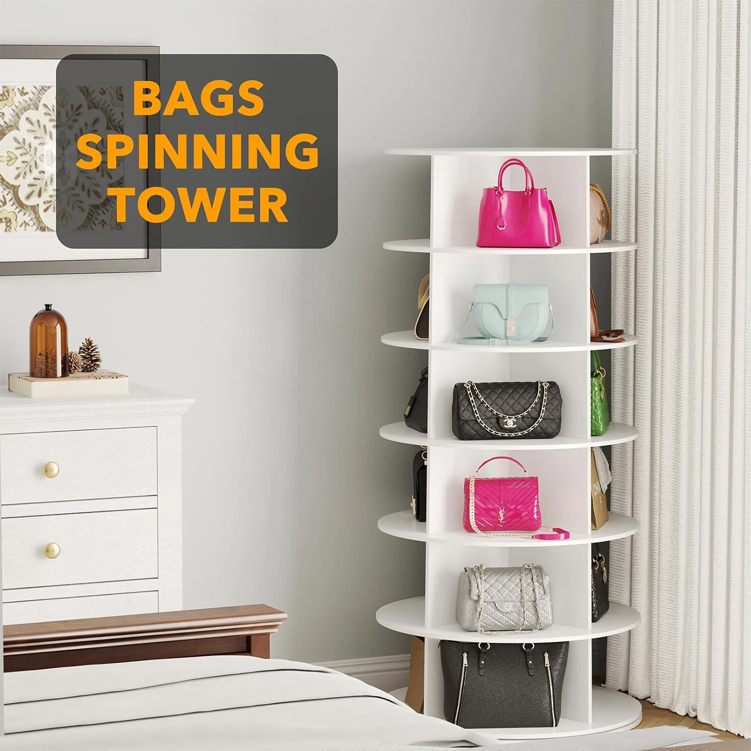SpaceAid Revolving Shoe Rack Closet 6-Tier White