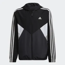 Veste Coupe-Vent Adidas Colorblock Junior - Noir/Blanc/Gris