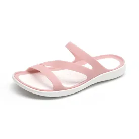 Women summer beach peep toe hollow breathable slide flat sandals