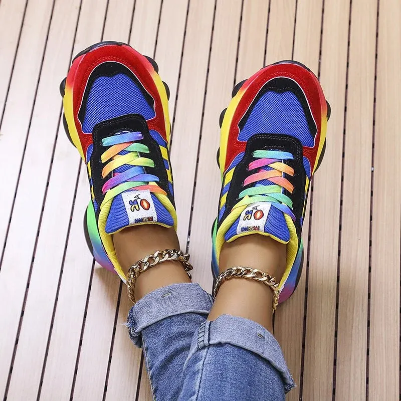 Womens Sneakers  Breathable Mesh  Cushioned Sole  Low-Top Street Style